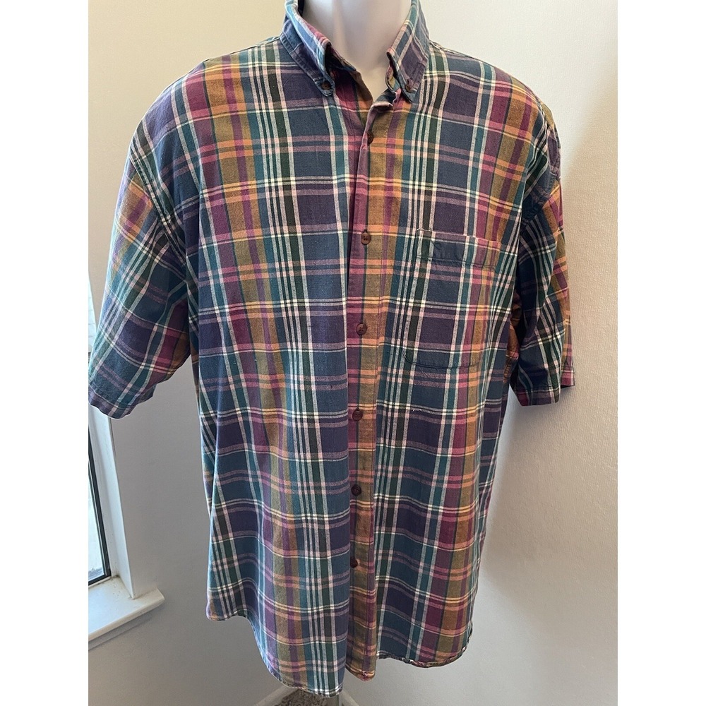 Vintage Cambridge Classics Shirt Mens Madras Check Mervyns 90s Retro Button Up L